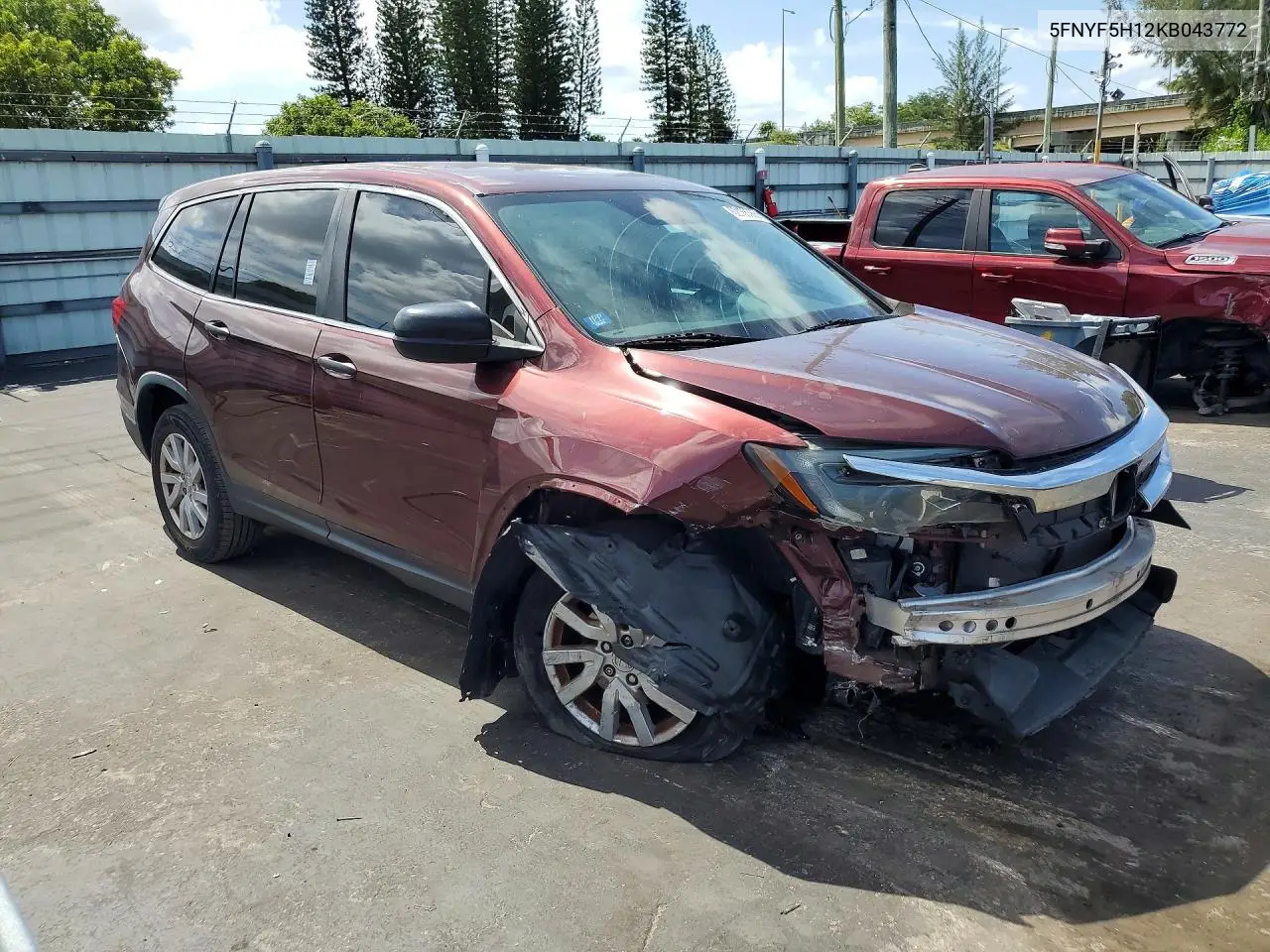 2019 Honda Pilot Lx VIN: 5FNYF5H12KB043772 Lot: 62166366