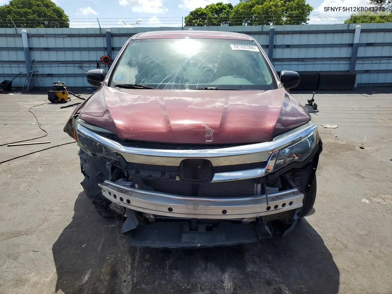 2019 Honda Pilot Lx VIN: 5FNYF5H12KB043772 Lot: 62166366