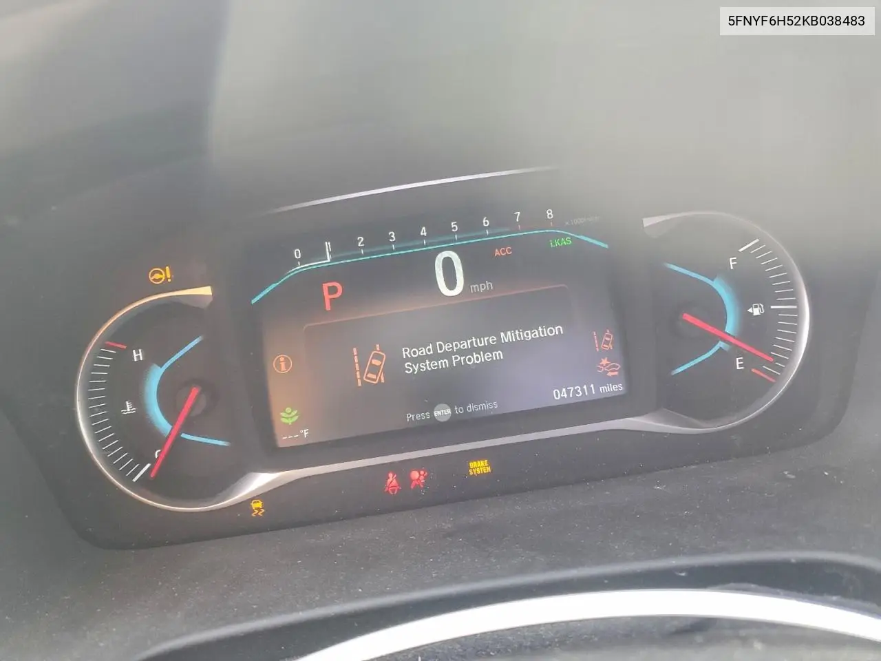 5FNYF6H52KB038483 2019 Honda Pilot Exl