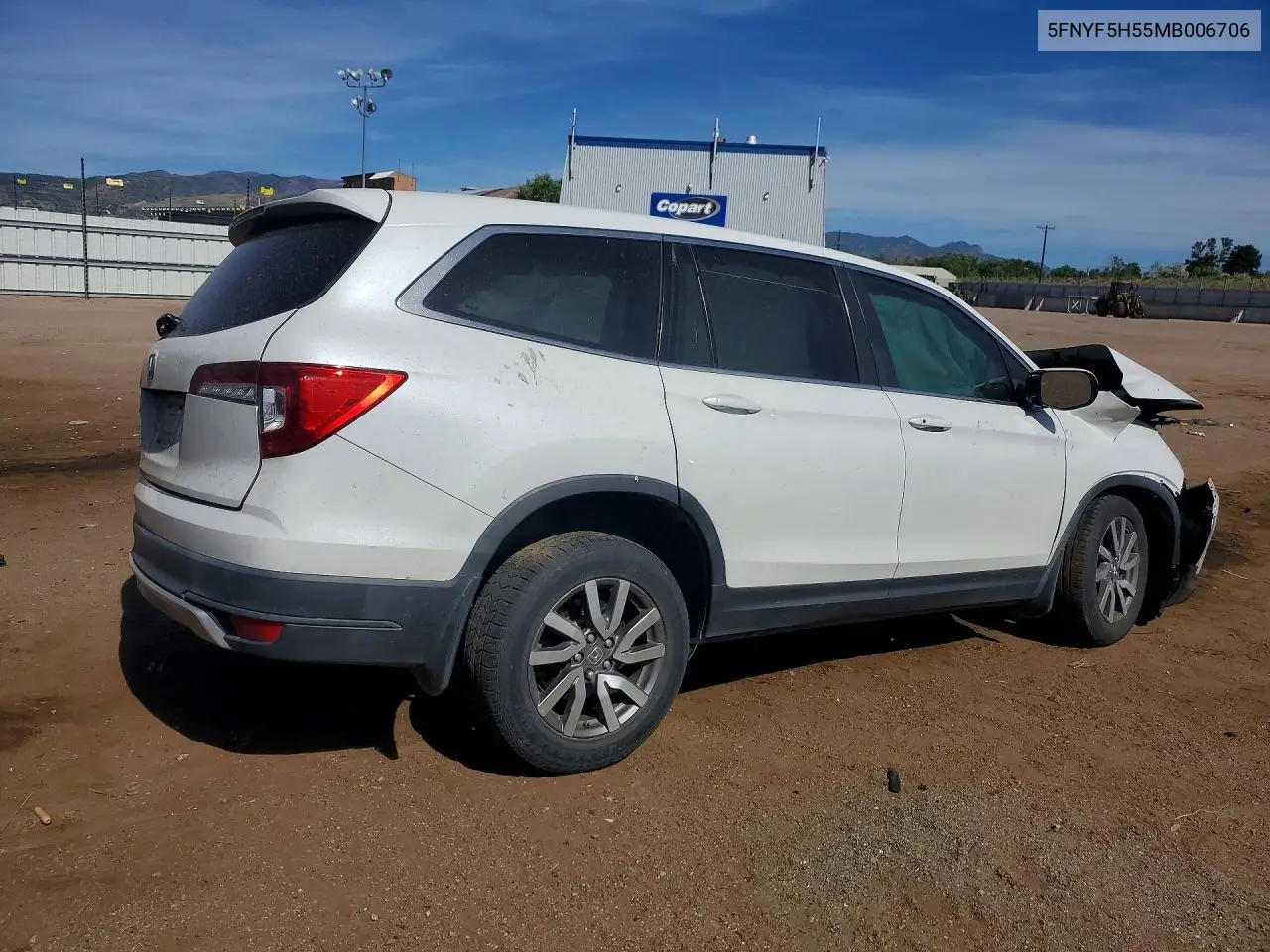 2021 Honda Pilot Exl VIN: 5FNYF5H55MB006706 Lot: 57339856
