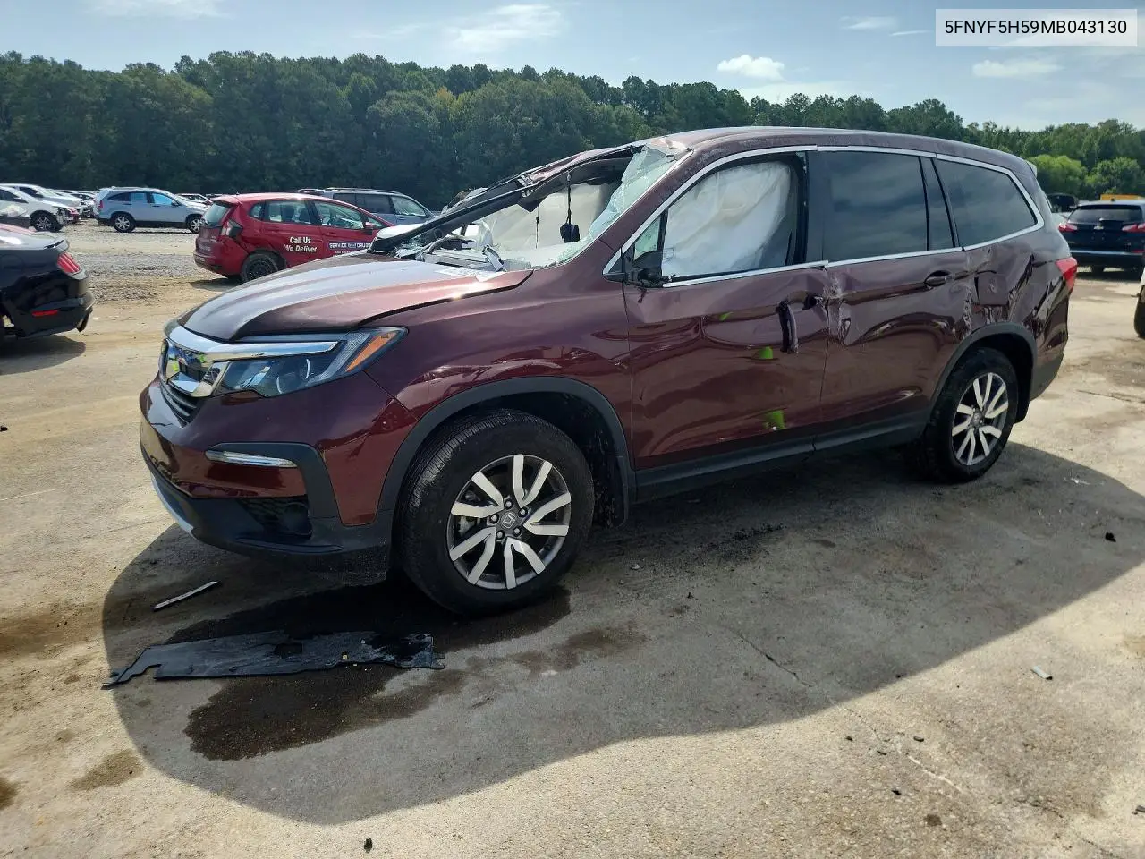 2021 Honda Pilot Exl VIN: 5FNYF5H59MB043130 Lot: 60992056