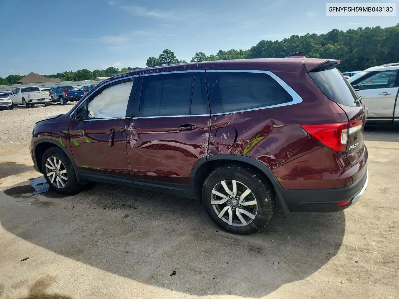 2021 Honda Pilot Exl VIN: 5FNYF5H59MB043130 Lot: 60992056