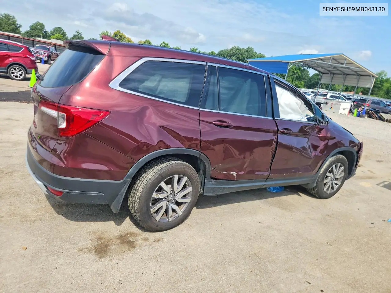 2021 Honda Pilot Exl VIN: 5FNYF5H59MB043130 Lot: 60992056