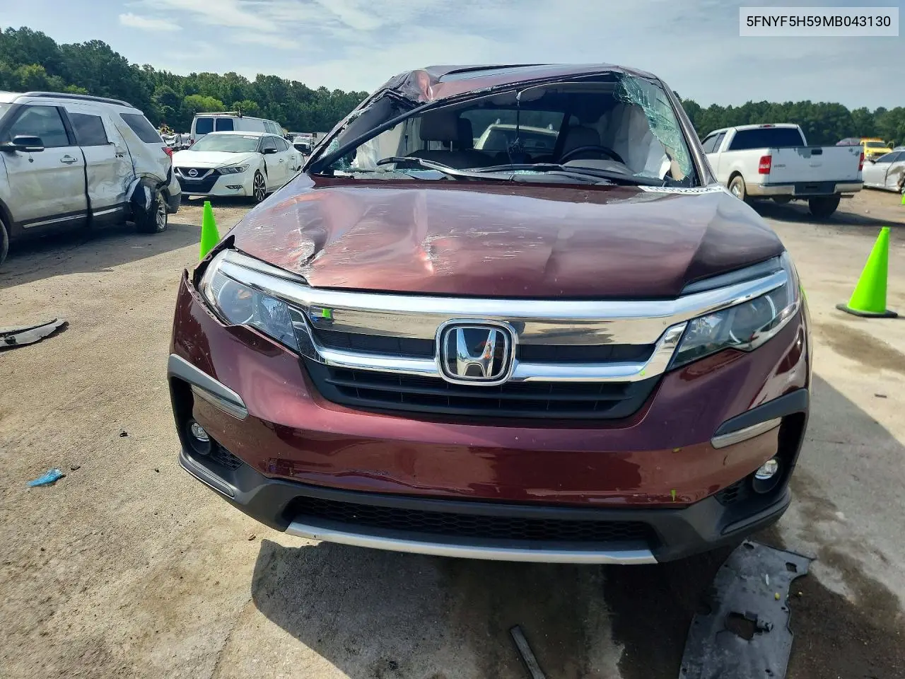 2021 Honda Pilot Exl VIN: 5FNYF5H59MB043130 Lot: 60992056