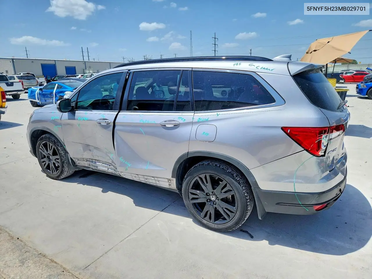 2021 Honda Pilot Se VIN: 5FNYF5H23MB029701 Lot: 61547316