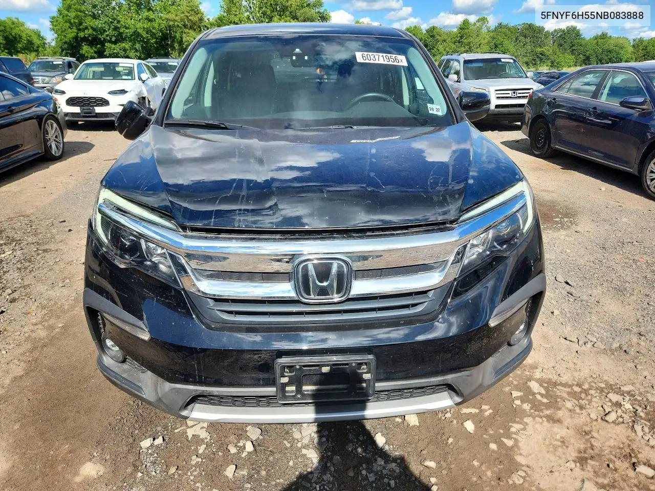 2022 Honda Pilot Exl VIN: 5FNYF6H55NB083888 Lot: 60371956