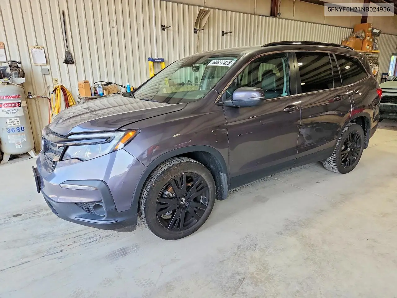 2022 Honda Pilot Se VIN: 5FNYF6H21NB024956 Lot: 60827426
