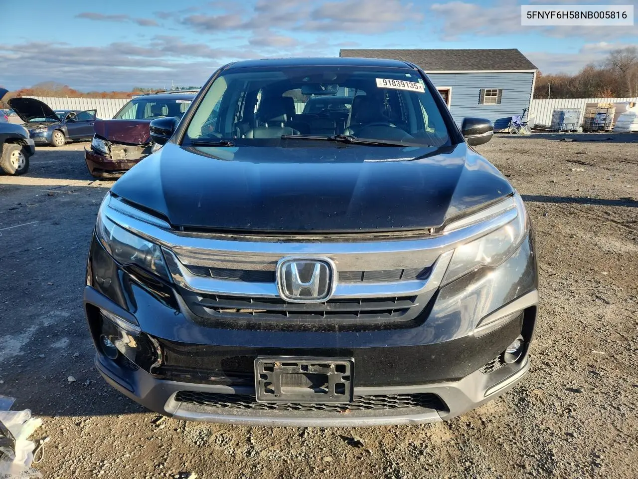 5FNYF6H58NB005816 2022 Honda Pilot Exl