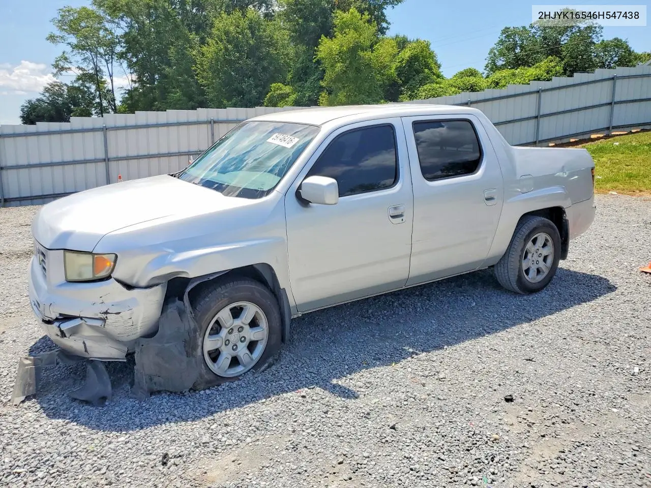 2006 Honda Ridgeline Rtl VIN: 2HJYK16546H547438 Lot: 59746416