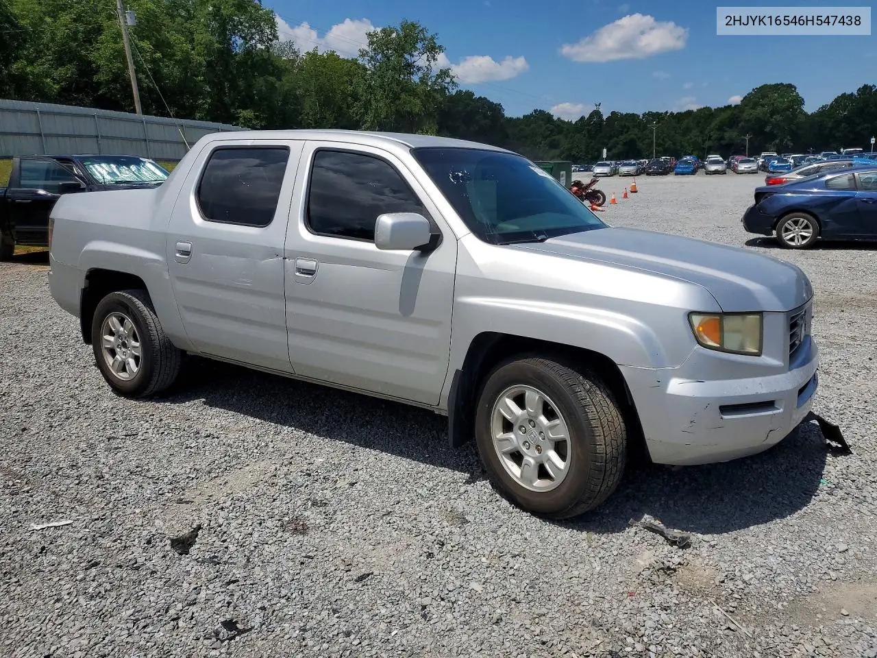 2006 Honda Ridgeline Rtl VIN: 2HJYK16546H547438 Lot: 59746416