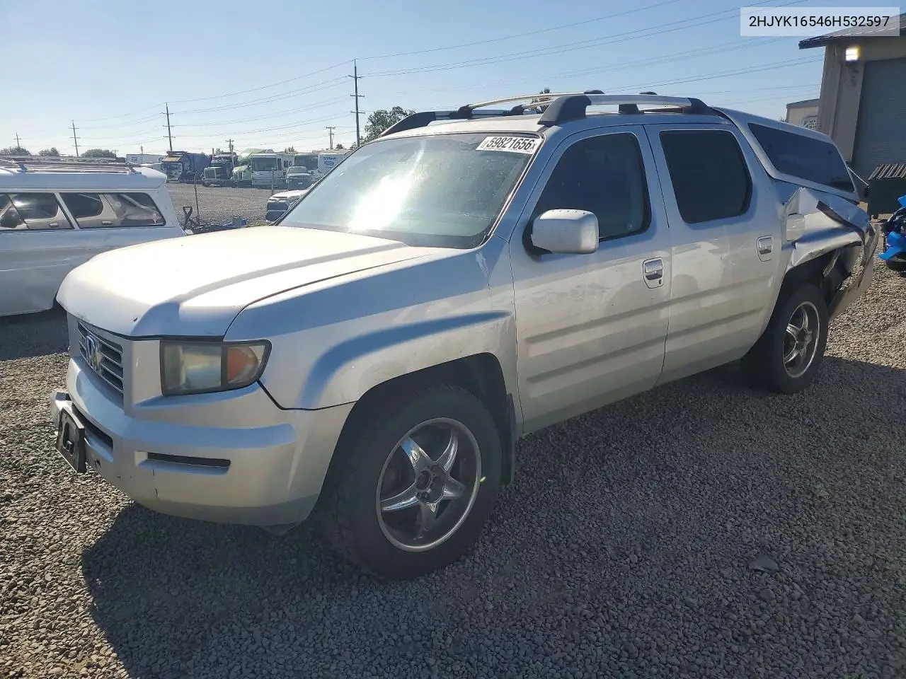 2006 Honda Ridgeline Rtl VIN: 2HJYK16546H532597 Lot: 59821656