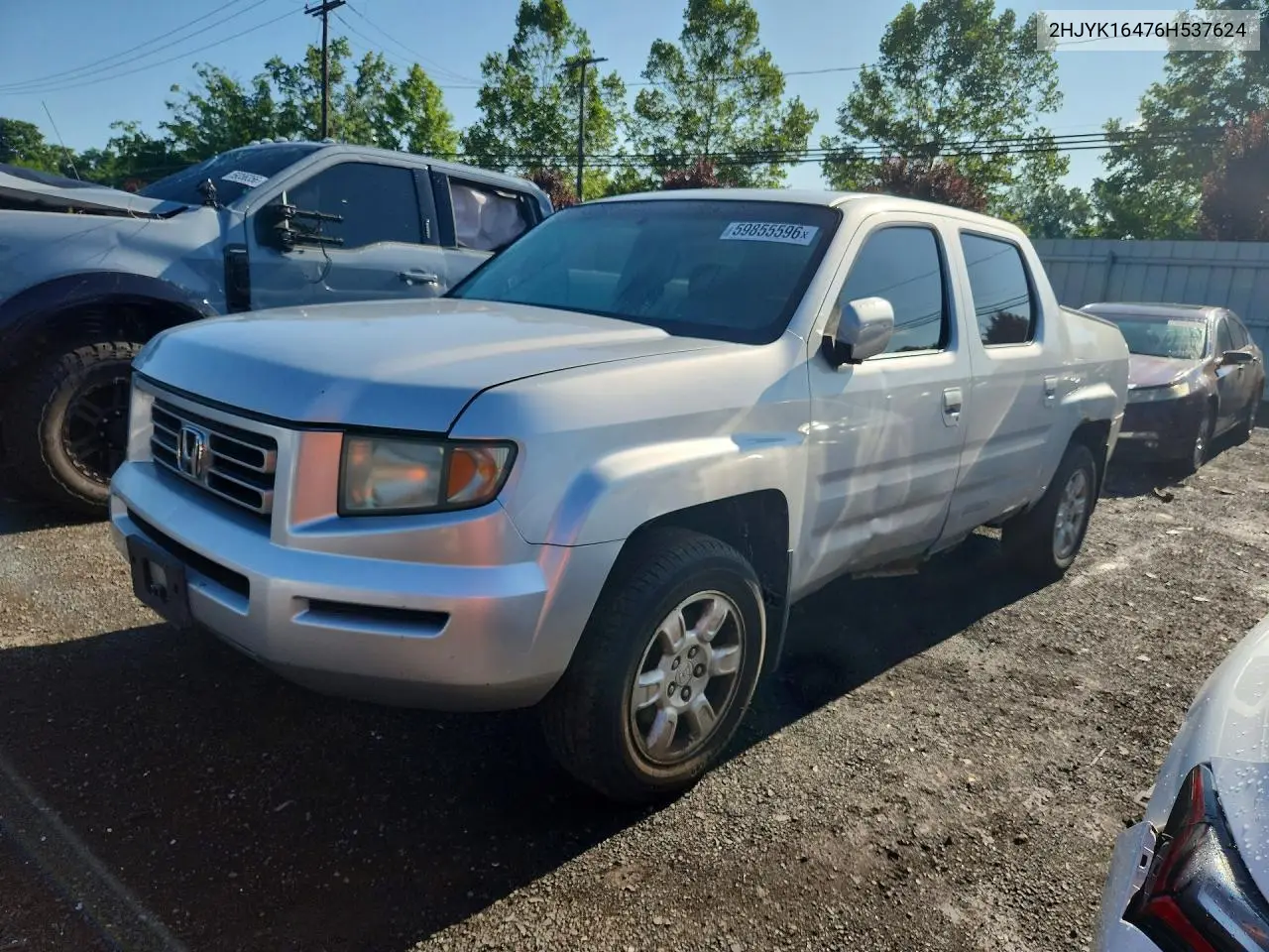2006 Honda Ridgeline Rts VIN: 2HJYK16476H537624 Lot: 59855596