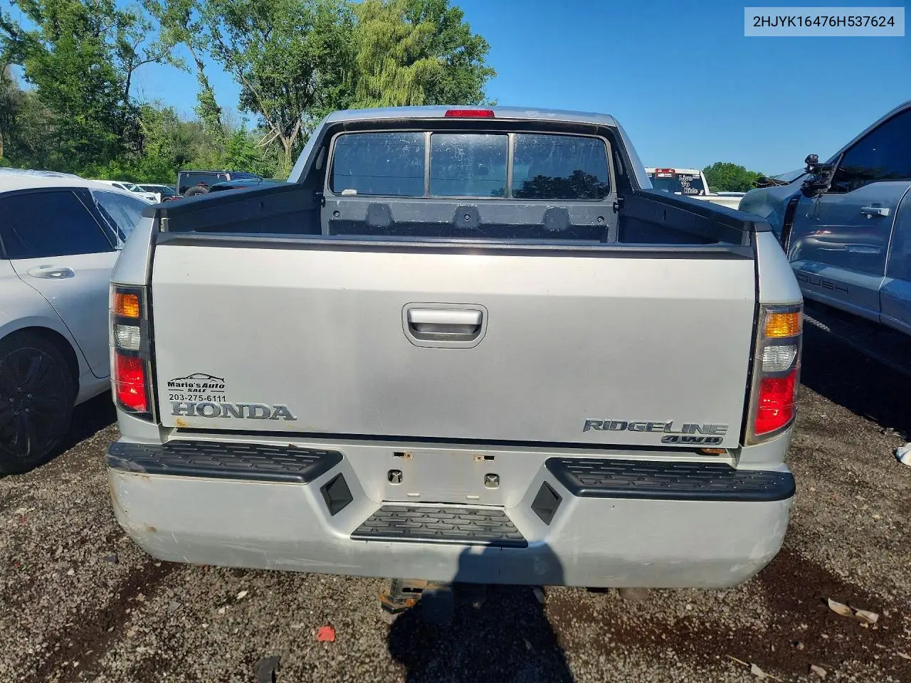 2006 Honda Ridgeline Rts VIN: 2HJYK16476H537624 Lot: 59855596
