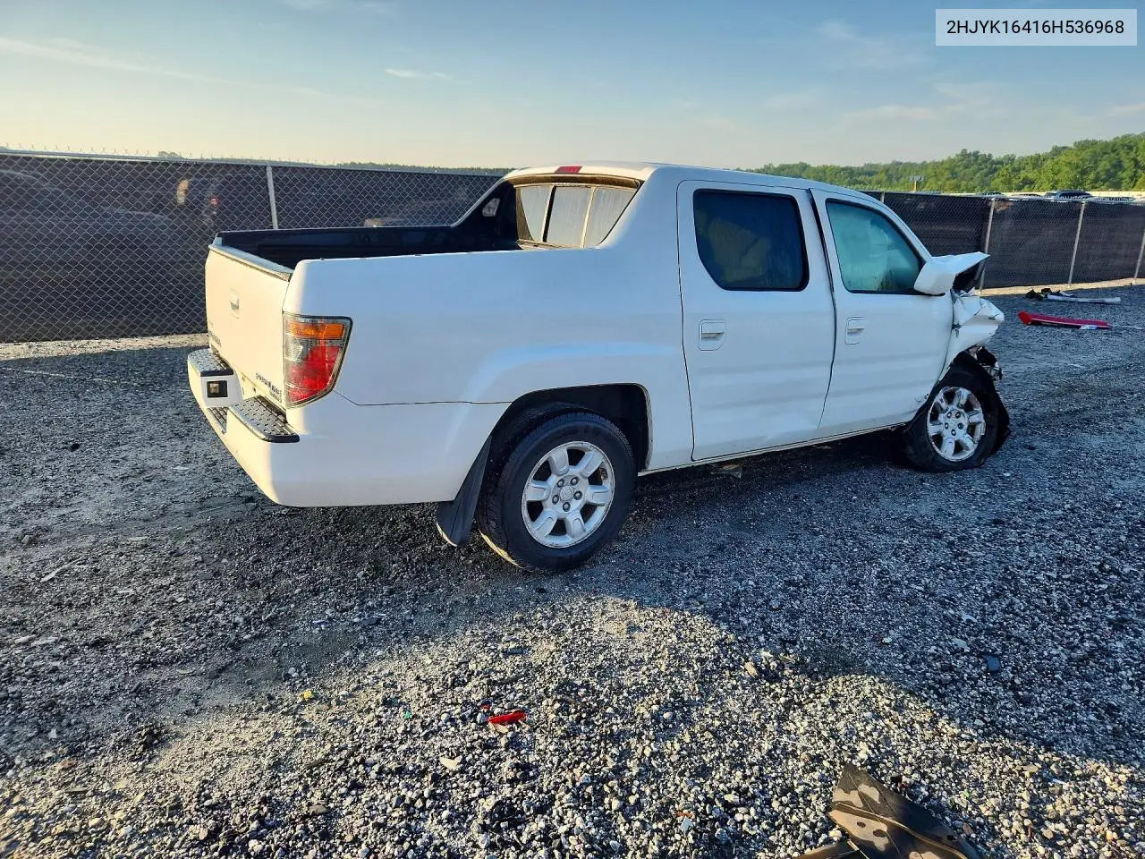 2006 Honda Ridgeline Rts VIN: 2HJYK16416H536968 Lot: 59947926