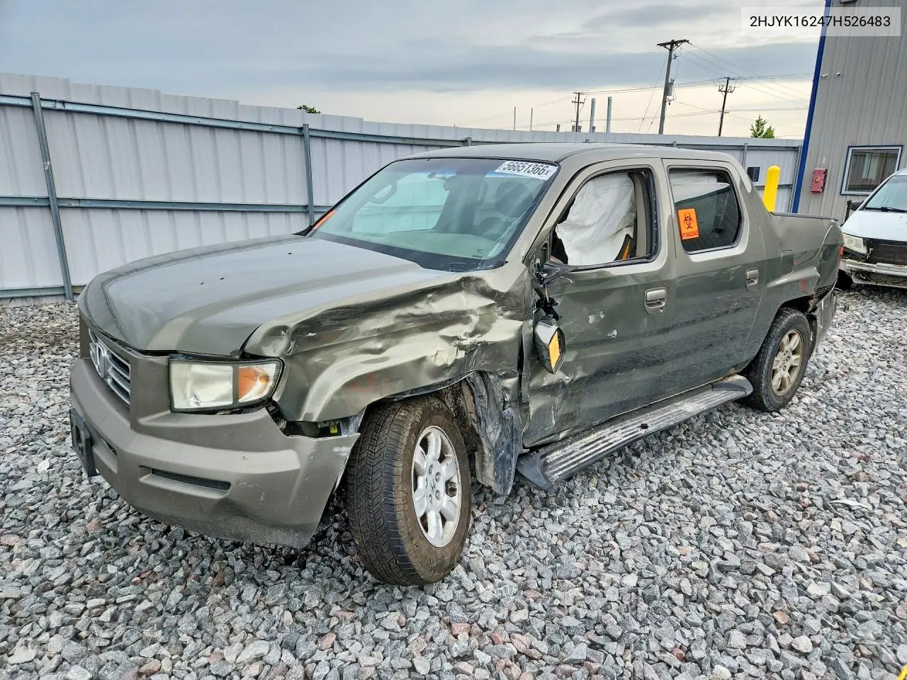 2007 Honda Ridgeline Rt VIN: 2HJYK16427H526483 Lot: 56651366