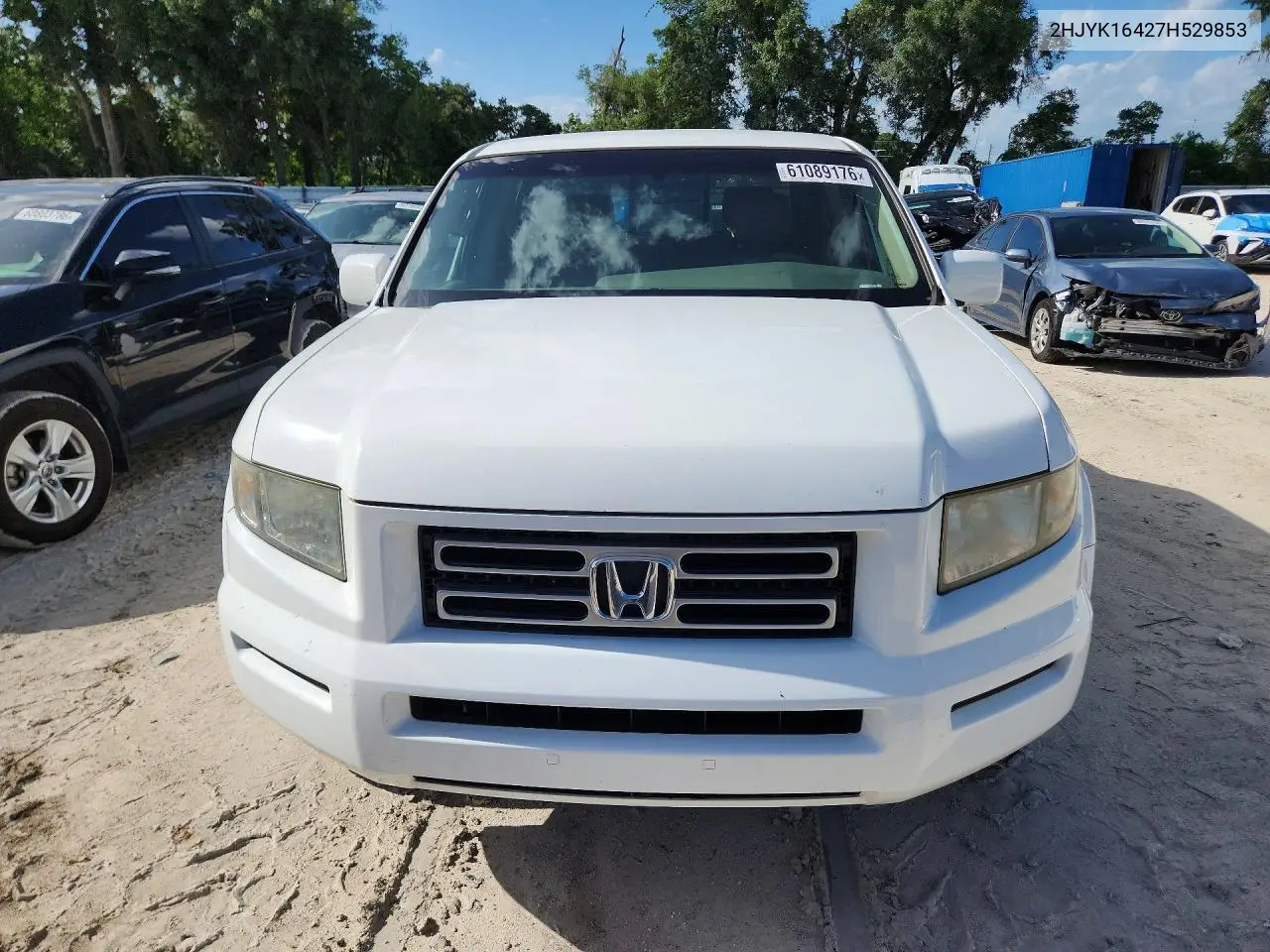 2007 Honda Ridgeline Rts VIN: 2HJYK16427H529853 Lot: 61089176