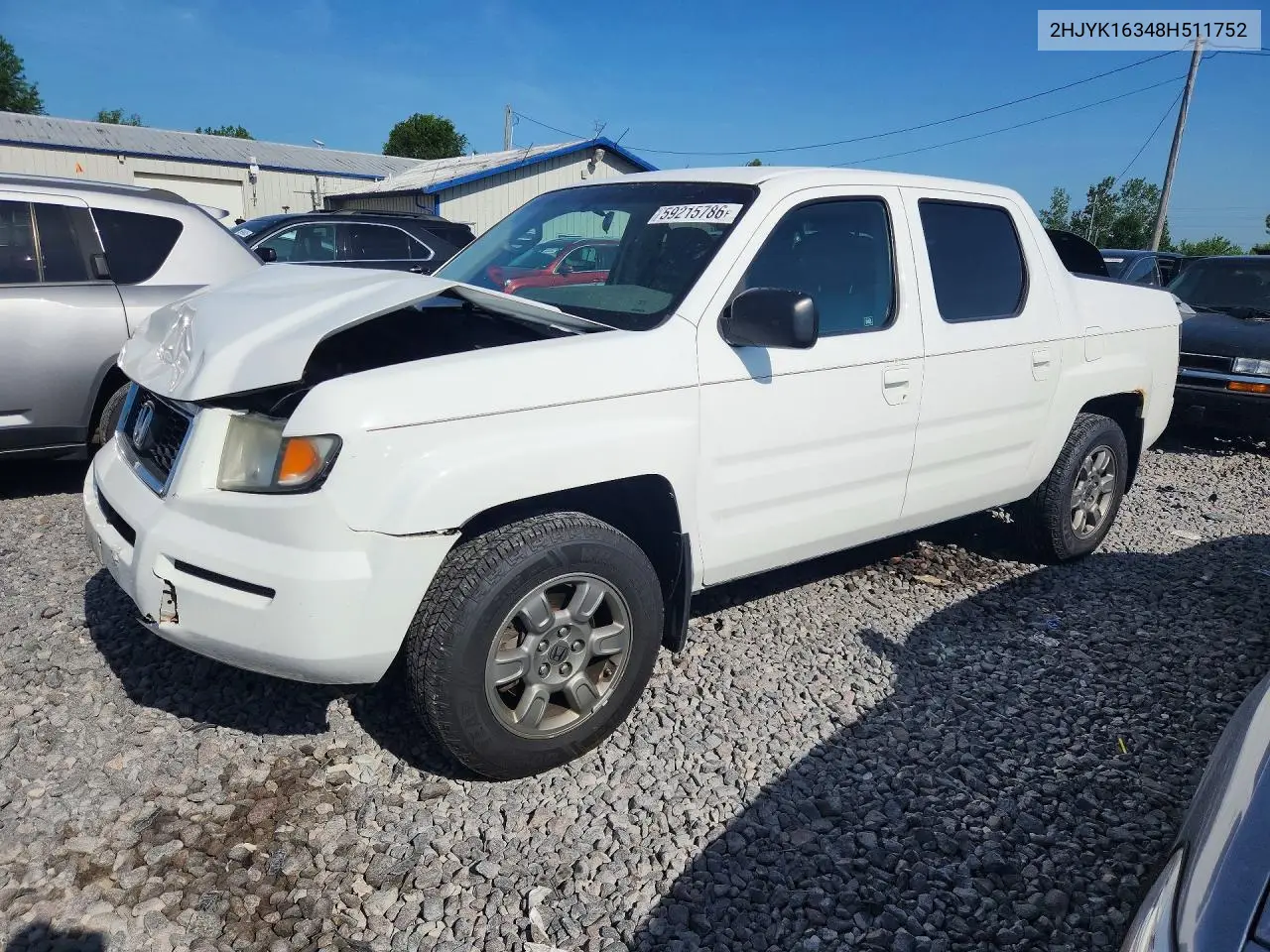 2008 Honda Ridgeline Rtx VIN: 2HJYK16348H511752 Lot: 59215786