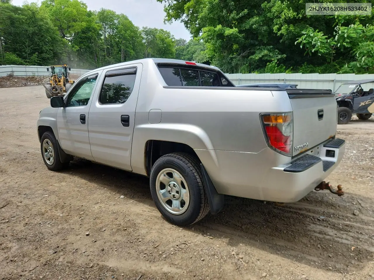 2008 Honda Ridgeline Rt VIN: 2HJYK16208H533402 Lot: 59626966