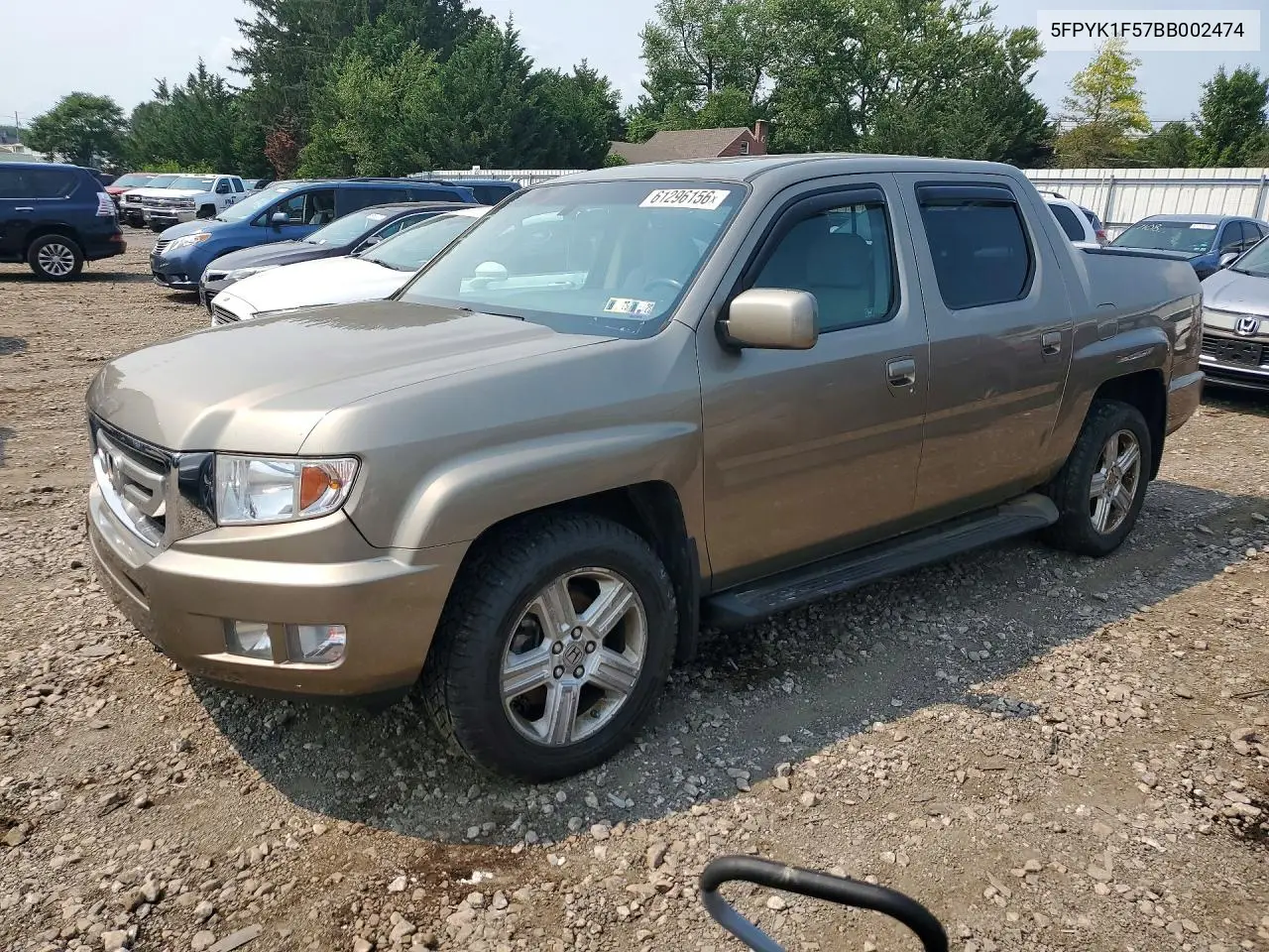 2011 Honda Ridgeline Rtl VIN: 5FPYK1F57BB002474 Lot: 61296156