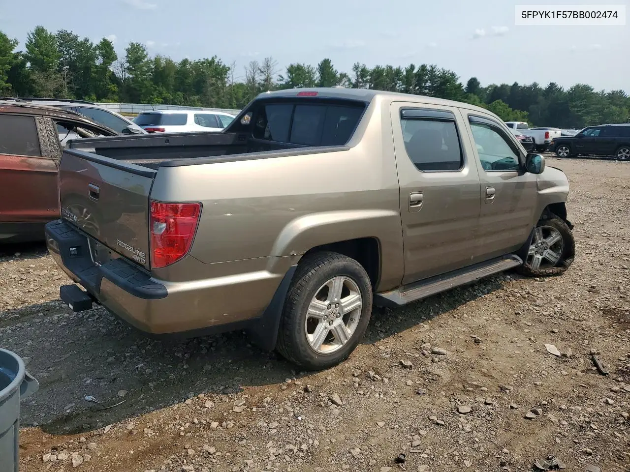 2011 Honda Ridgeline Rtl VIN: 5FPYK1F57BB002474 Lot: 61296156