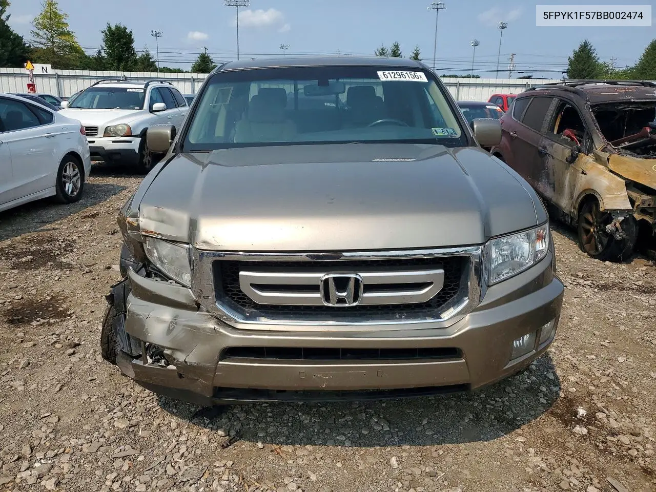 2011 Honda Ridgeline Rtl VIN: 5FPYK1F57BB002474 Lot: 61296156