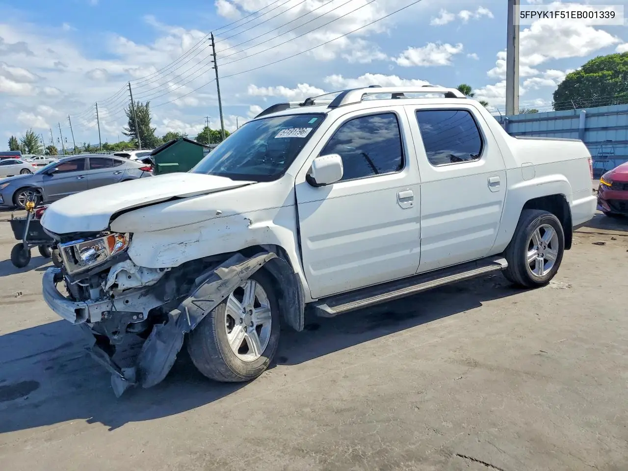 2014 Honda Ridgeline Rtl VIN: 5FPYK1F51EB001339 Lot: 57191796