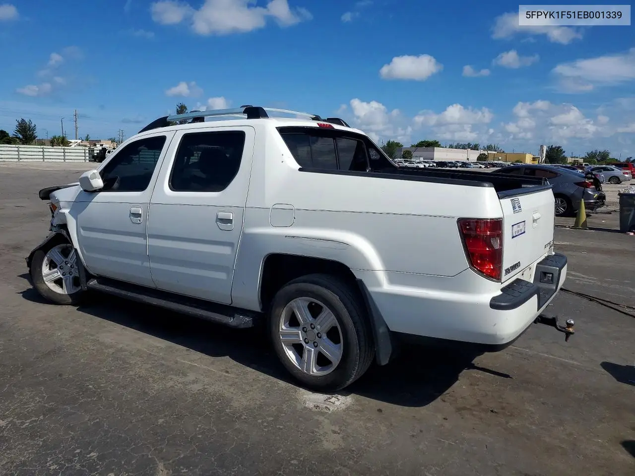 2014 Honda Ridgeline Rtl VIN: 5FPYK1F51EB001339 Lot: 57191796