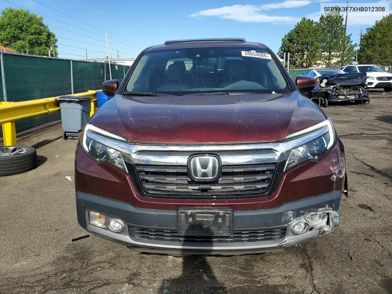 2017 Honda Ridgeline Rtl VIN: 5FPYK3F7XHB012308 Lot: 59654086