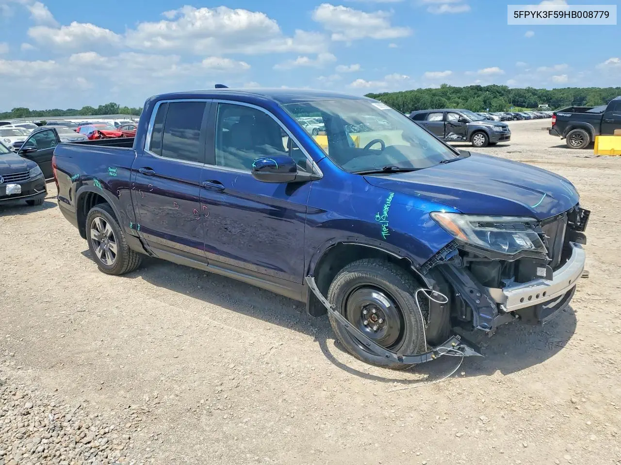 2017 Honda Ridgeline Rtl VIN: 5FPYK3F59HB008779 Lot: 60697896