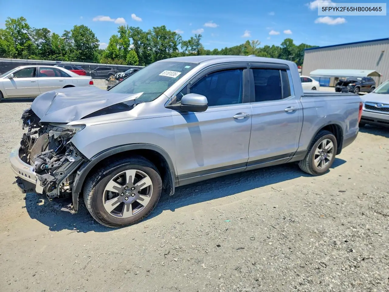 2017 Honda Ridgeline Rtl VIN: 5FPYK2F65HB006465 Lot: 61181036