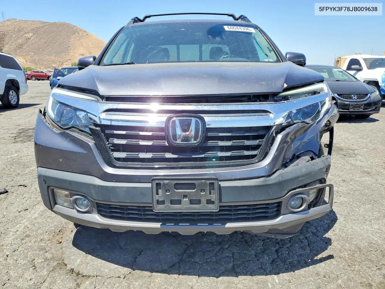 2018 Honda Ridgeline Rtl VIN: 5FPYK3F78JB009638 Lot: 60044396
