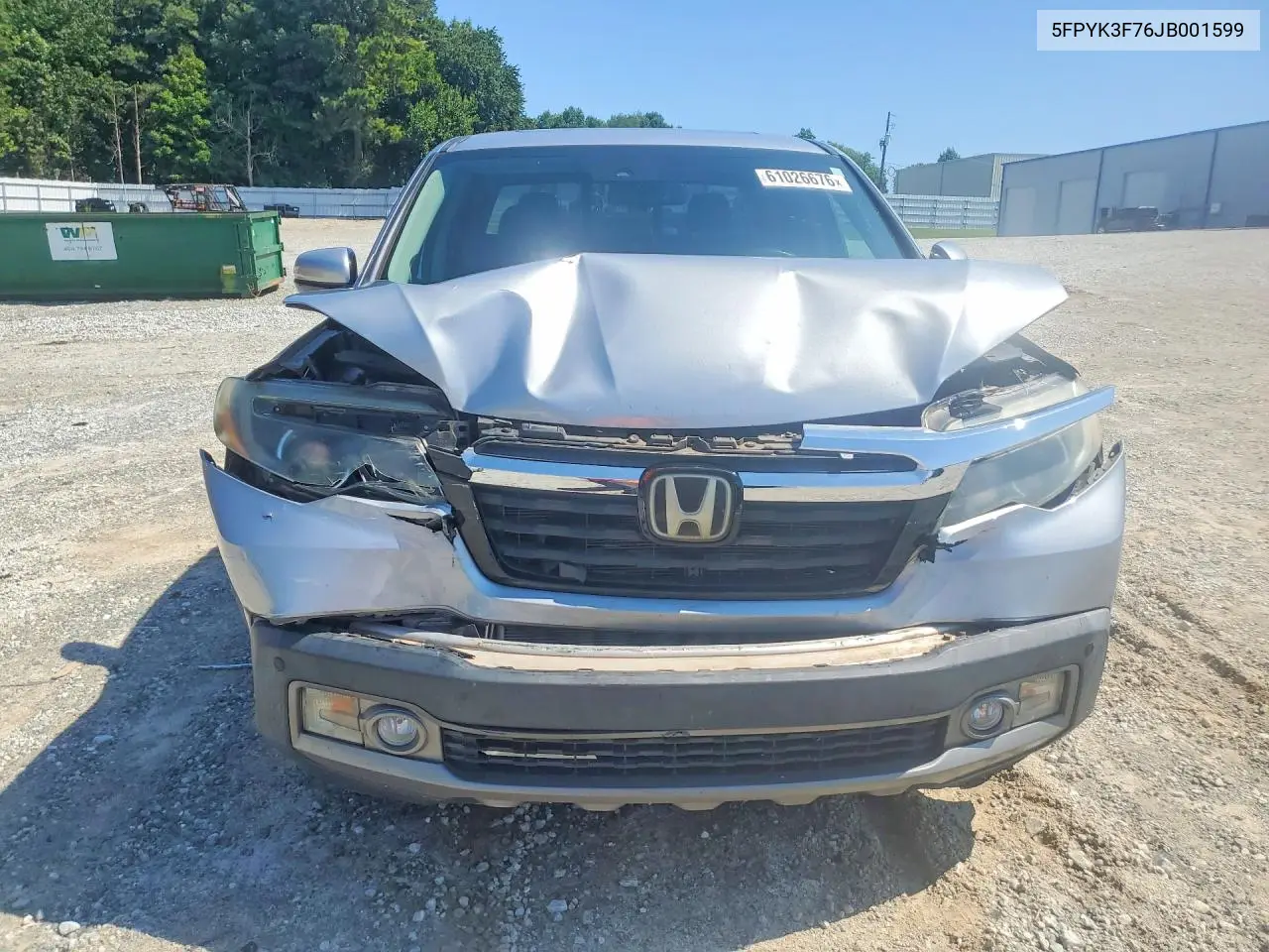 2018 Honda Ridgeline Rtl VIN: 5FPYK3F76JB001599 Lot: 61026676