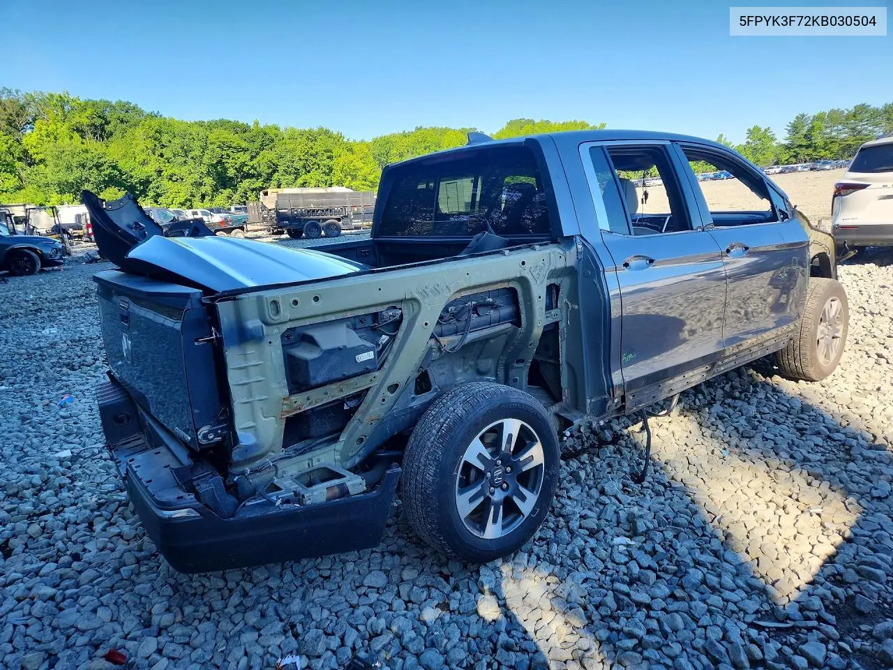 2019 Honda Ridgeline Rtl VIN: 5FPYK3F72KB030504 Lot: 56621696