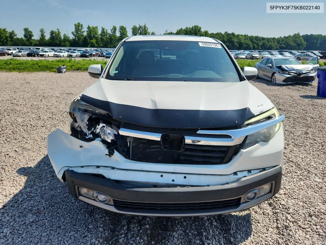 2019 Honda Ridgeline Rtl VIN: 5FPYK3F75KB022140 Lot: 59820156