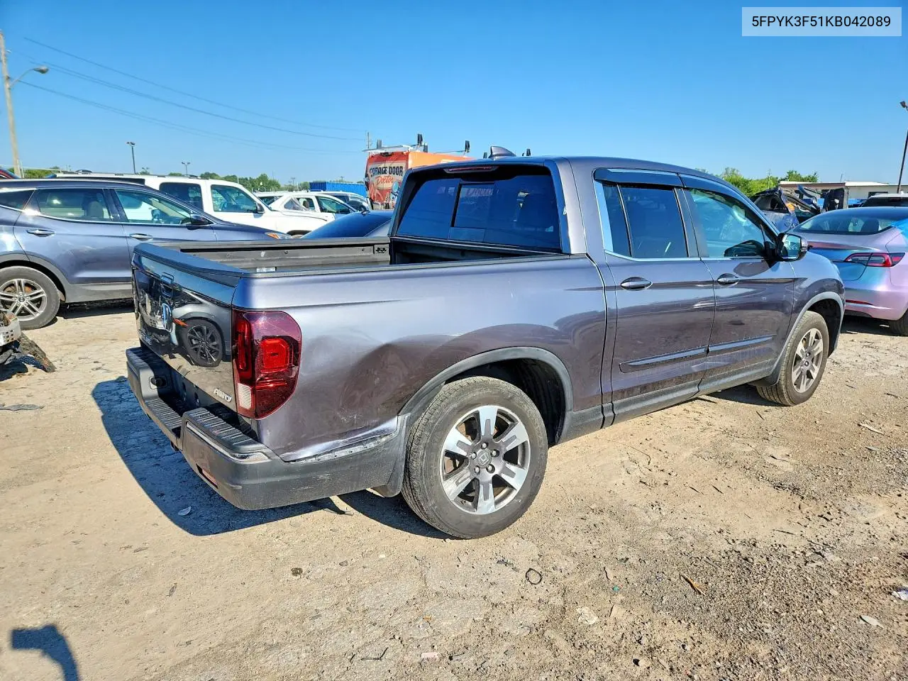 2019 Honda Ridgeline Rtl VIN: 5FPYK3F51KB042089 Lot: 60484086