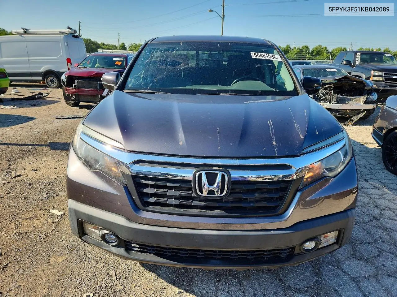 2019 Honda Ridgeline Rtl VIN: 5FPYK3F51KB042089 Lot: 60484086
