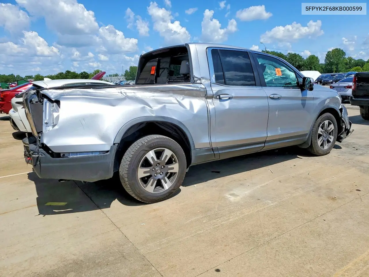 2019 Honda Ridgeline Rtl VIN: 5FPYK2F68KB000599 Lot: 61008476