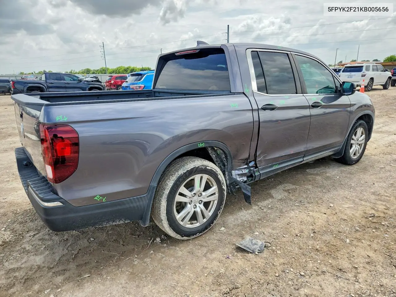 2019 Honda Ridgeline Rt VIN: 5FPYK2F21KB005656 Lot: 61367906
