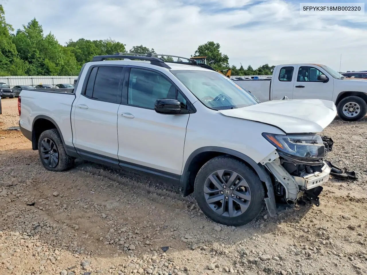 2021 Honda Ridgeline Sport VIN: 5FPYK3F18MB002320 Lot: 61692556