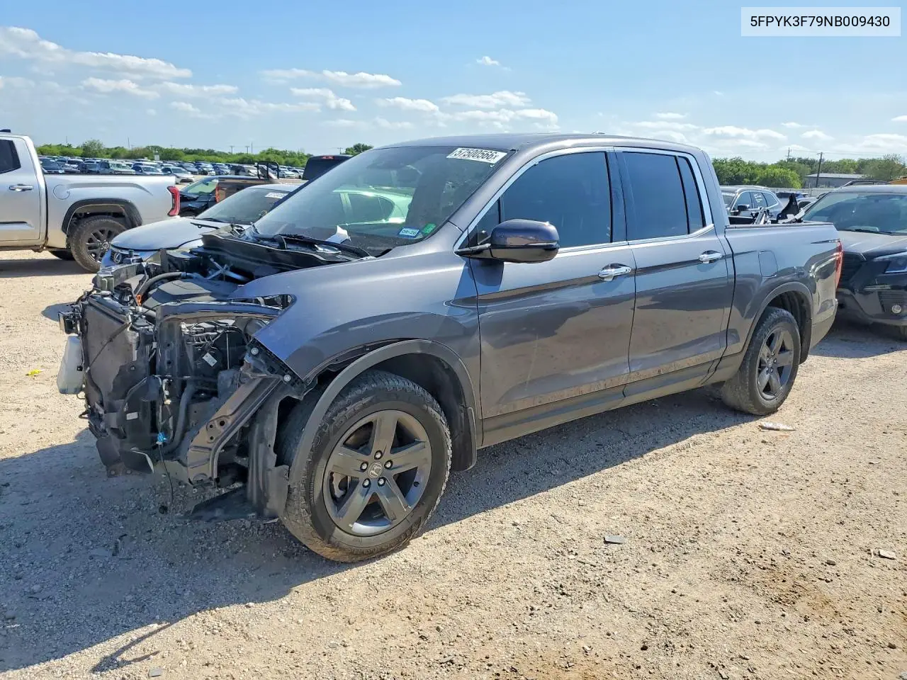 2022 Honda Ridgeline Rtl VIN: 5FPYK3F79NB009430 Lot: 57500566