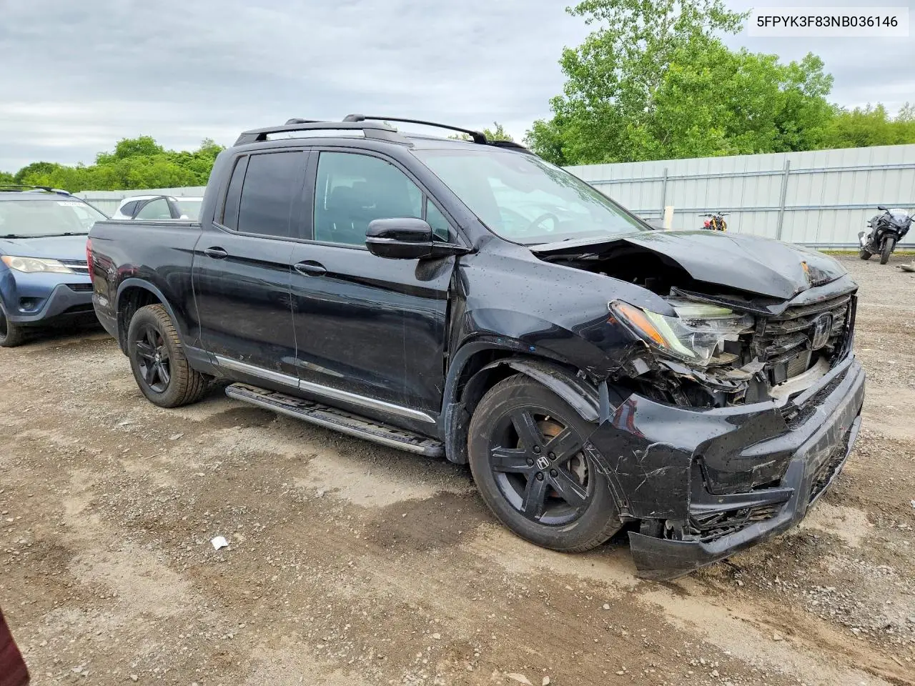 2022 Honda Ridgeline Black Edition VIN: 5FPYK3F83NB036146 Lot: 58804156