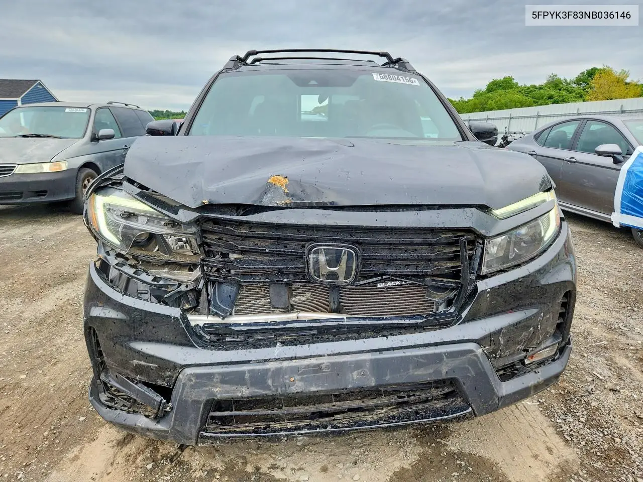 2022 Honda Ridgeline Black Edition VIN: 5FPYK3F83NB036146 Lot: 58804156