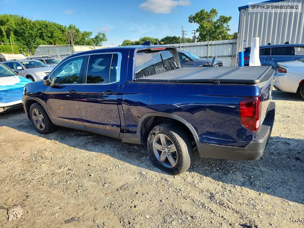 2022 Honda Ridgeline Rtl VIN: 5FPYK3F59NB035802 Lot: 58898006