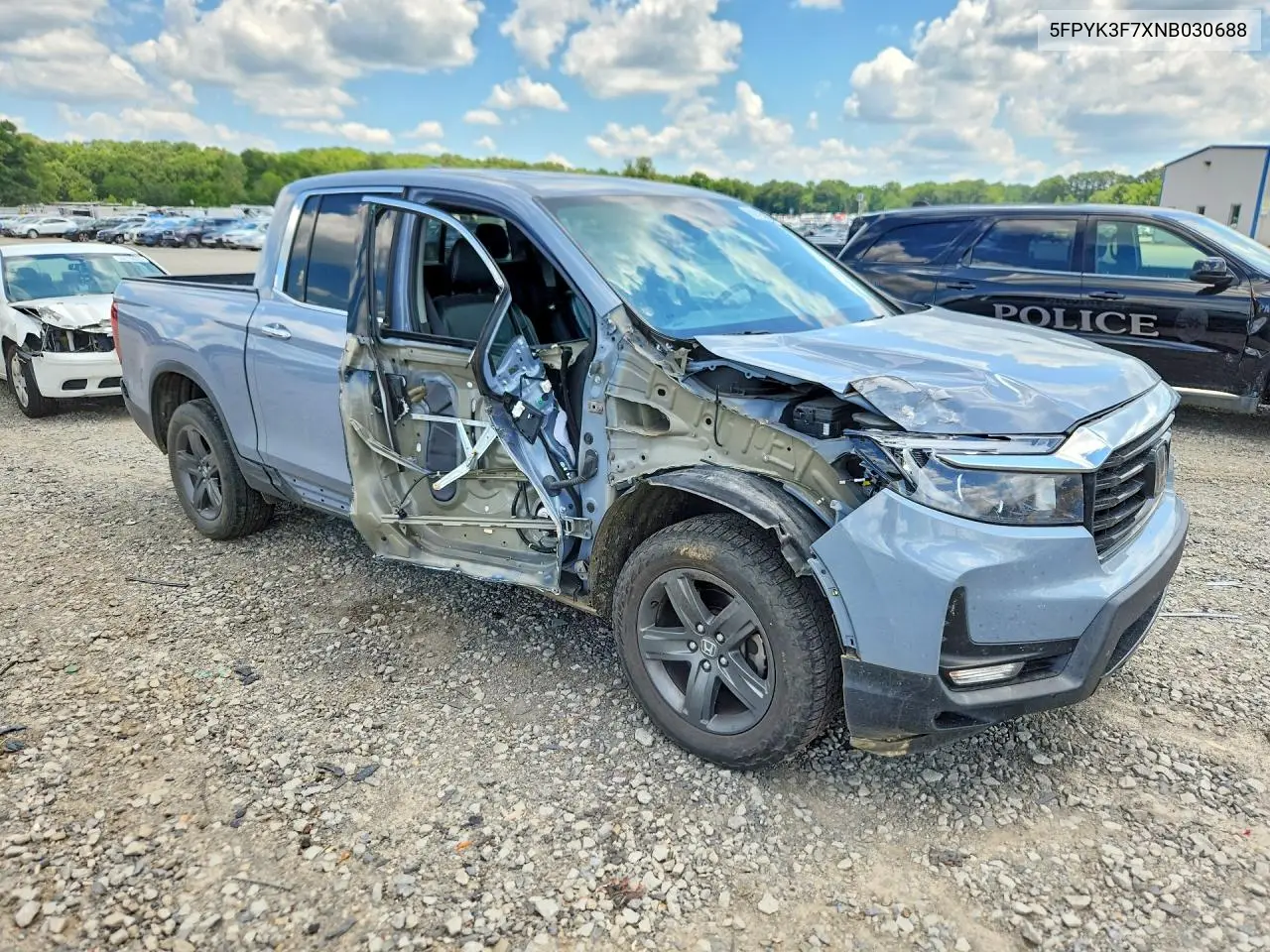 2022 Honda Ridgeline Rtl VIN: 5FPYK3F7XNB030688 Lot: 59976286