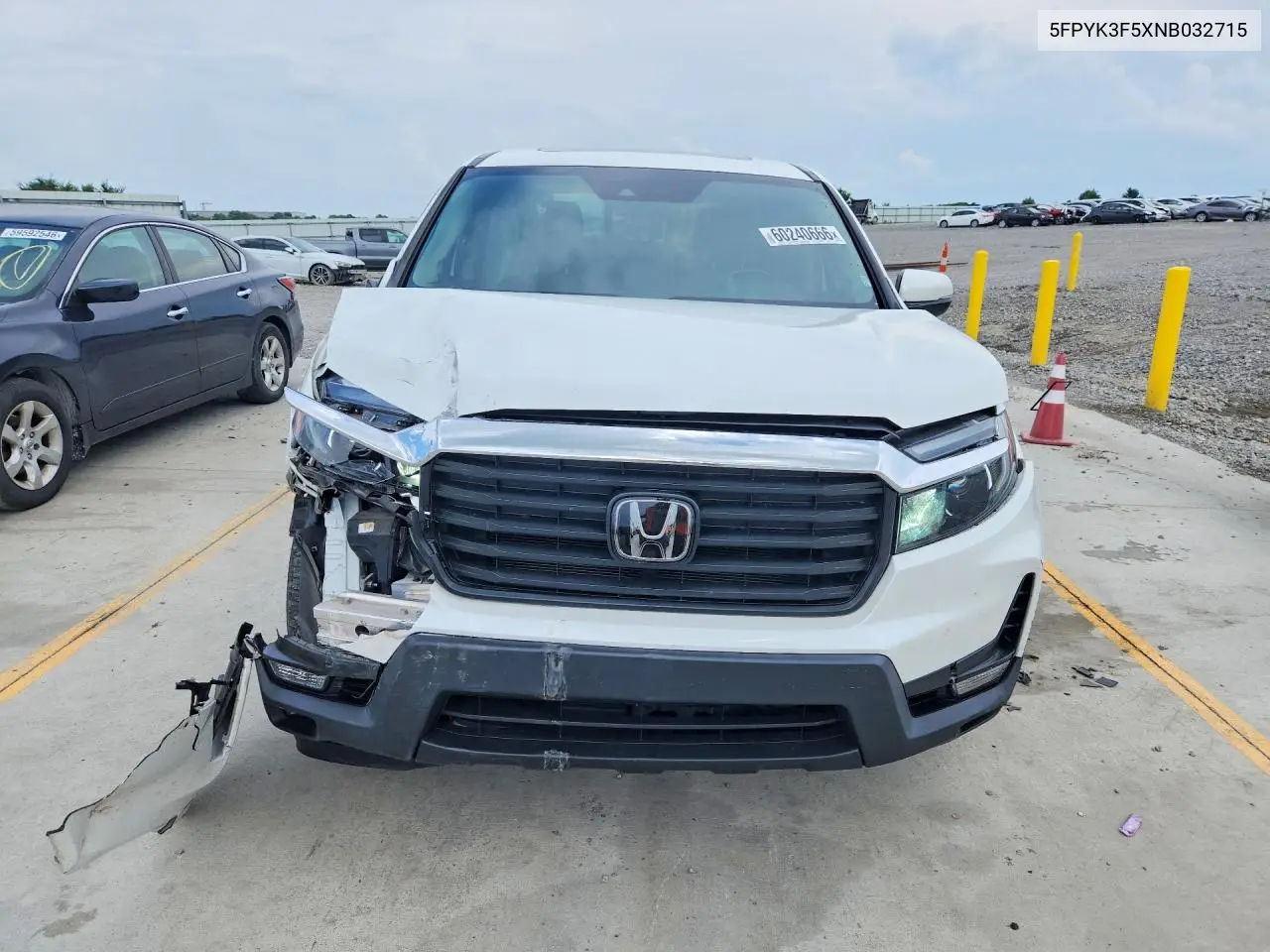 2022 Honda Ridgeline Rtl VIN: 5FPYK3F5XNB032715 Lot: 60240666