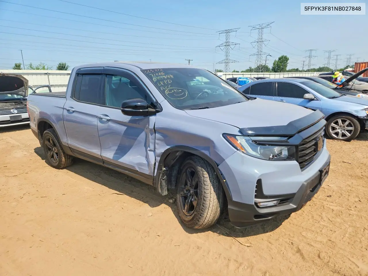 2022 Honda Ridgeline Black Edition VIN: 5FPYK3F81NB027848 Lot: 61183096