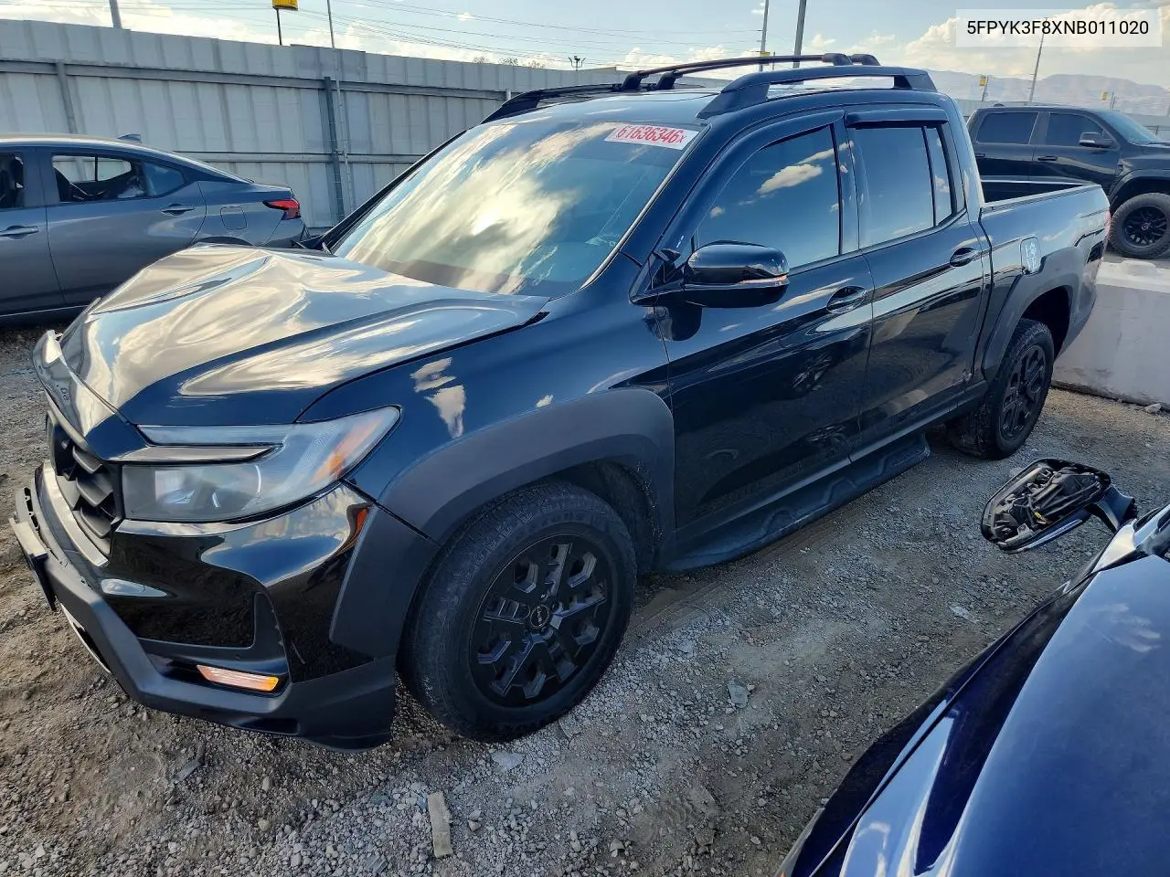 2022 Honda Ridgeline Black Edition VIN: 5FPYK3F8XNB011020 Lot: 61636346