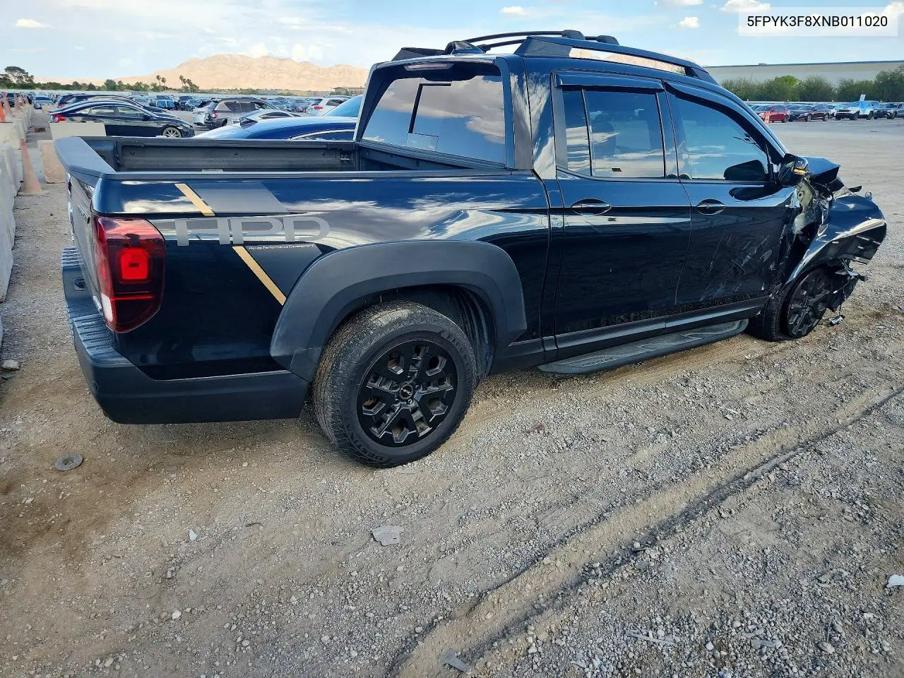 2022 Honda Ridgeline Black Edition VIN: 5FPYK3F8XNB011020 Lot: 61636346