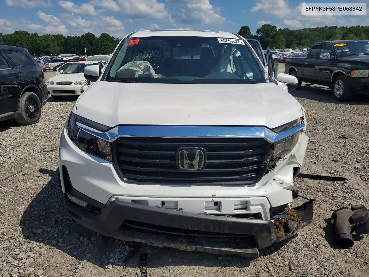 2023 Honda Ridgeline Rtl VIN: 5FPYK3F58PB068342 Lot: 60608636