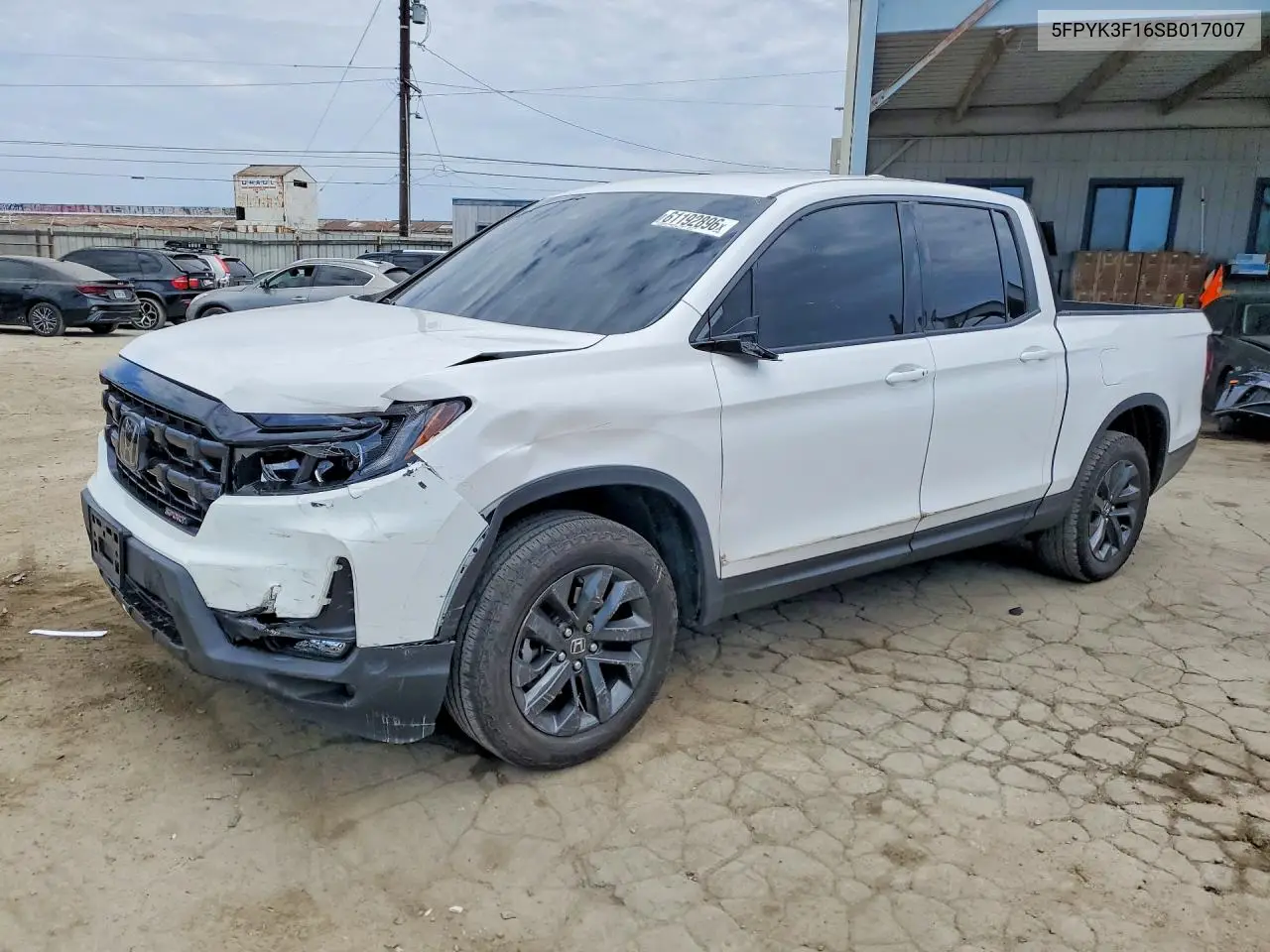 2025 Honda Ridgeline Sport VIN: 5FPYK3F16SB017007 Lot: 61192896